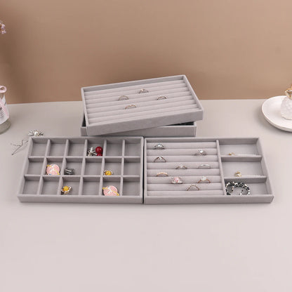 Velvet Jewelry Display Stackable Exquisite Jewellery Holder Portable Ring Earrings Necklace Organizer Box organizator de boys - Oria Jewel