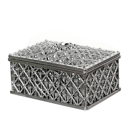 2 PCs Mini Treasure Storage Jewelry Box Silver-color Hollow Flower Pattern Jewelry Case Boxes for Necklace Earring Ring - Oria Jewel