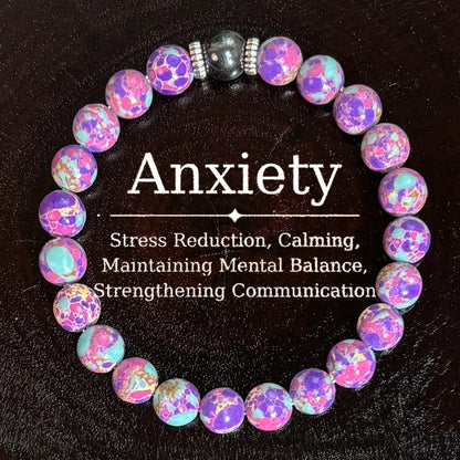 Bohemian Style Calm Mind Bracelet Purple Stone Beaded Stretch Bracelet Mens Womens Crystal Jewelry Gift for All Seasons - Oria Jewel