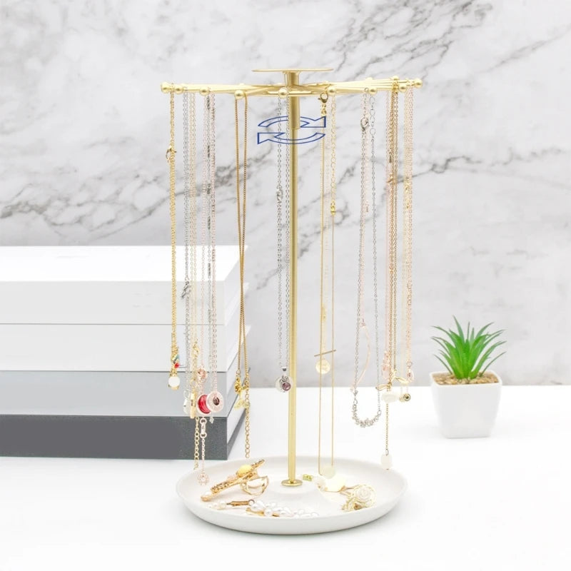 Round Disk Jewelry Holder Efficient Women Accessories Storage and Display Stand Rings Necklaces Earrings Organizer - Oria Jewel