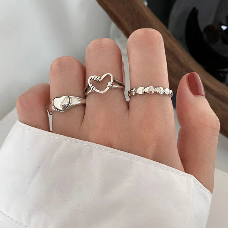 Bohemian Butterfly Pearl Rings Set for Women Shine Pearl Gothic Vintage Plated Retro Rhinestone Simple Finger Jewelry Gift - Oria Jewel