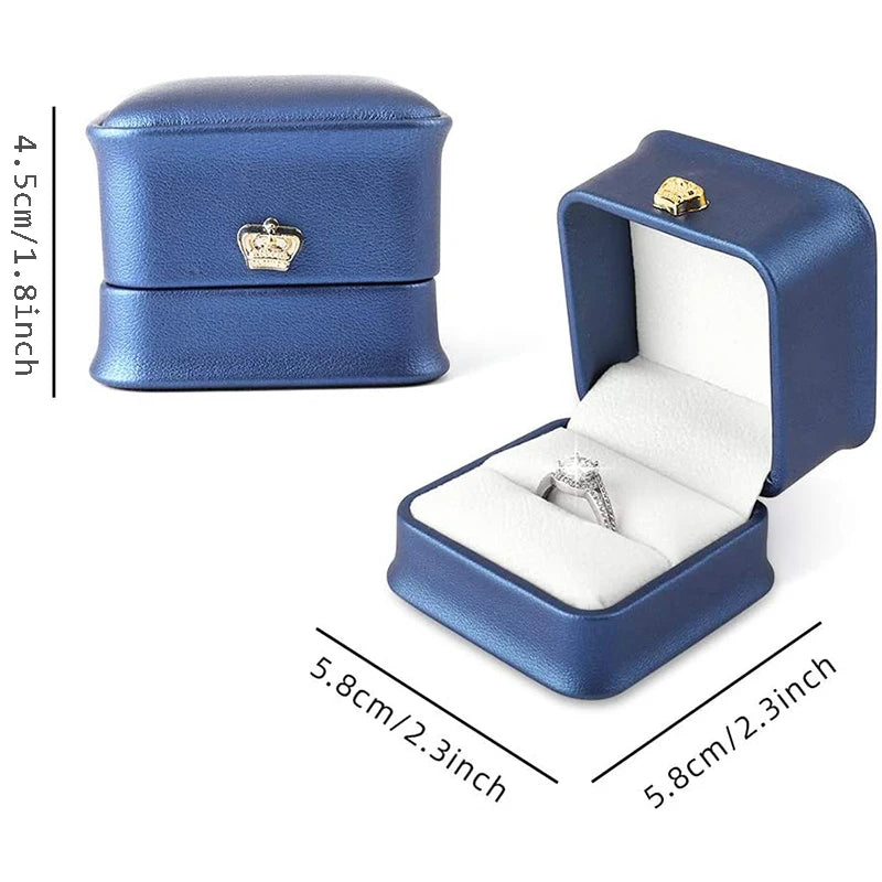 Ring Box Couple Proposal Ring Boxes PU Leather Jewelry Gift Case Ring Earrings Jewelry Display for Wedding Engagement - Oria Jewel