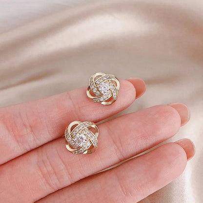 Light Luxury Zircon Stud Earrings Simple Cross Hollow Geometric Earrings Wedding Party Exquisite Ear Jewellery Women Gifts - Oria Jewel