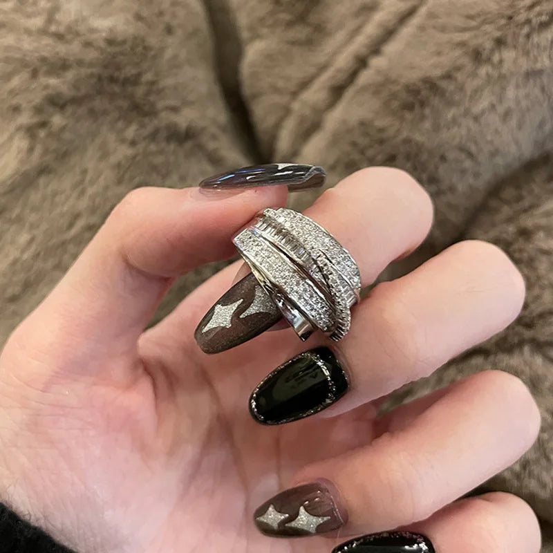Zircon Cross Open Ring - Oria Jewel