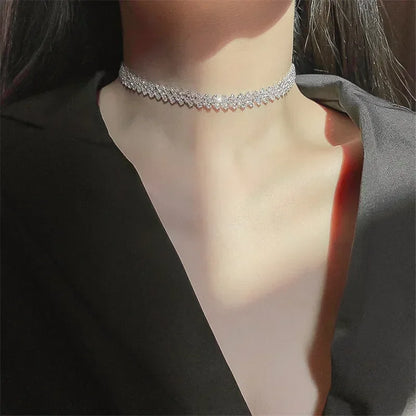 Luxury Rhinestone Choker Necklace – Geometric Crystal Statement - Oria Jewel