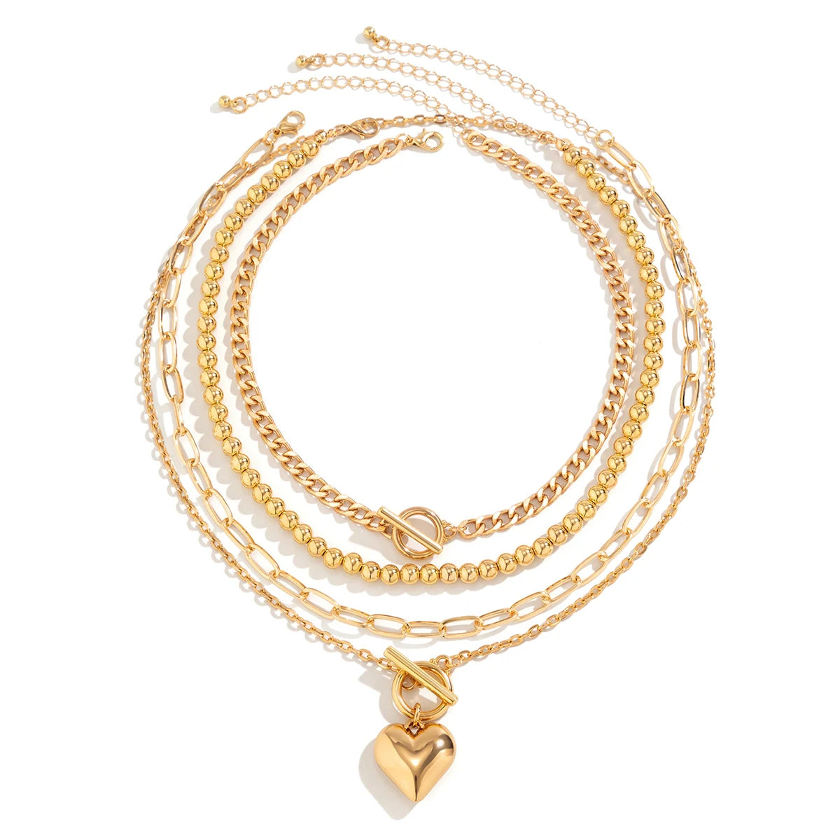 Y2K Heart Punk Necklace Set - Oria Jewel