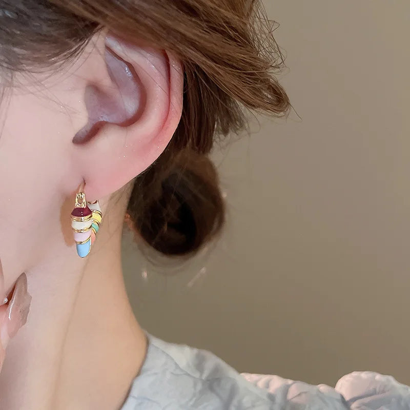 Candy Colorful Heart Hollow Hoop Earrings for Women Korean Sweet Design Sense Ear Buckle Cute Fashion Temperament Party Jewelry - Oria Jewel