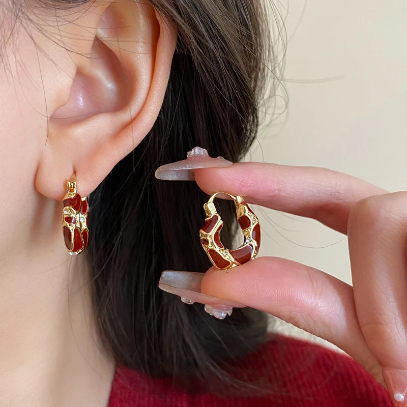 Tiger Eye Hoop Earrings - Oria Jewel
