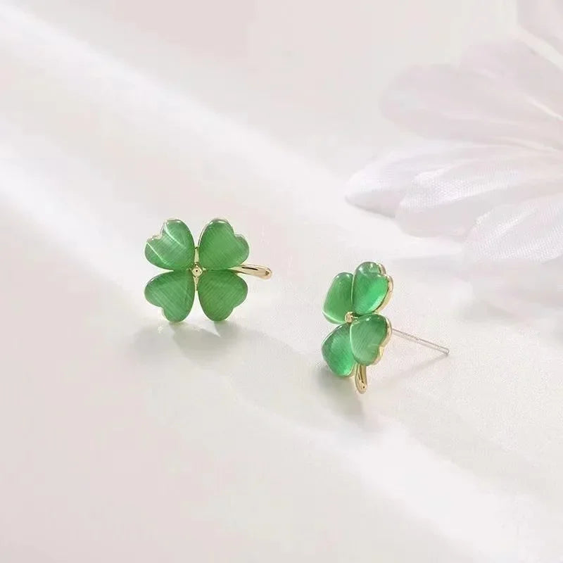 Clover Cat Eye Earrings - Oria Jewel