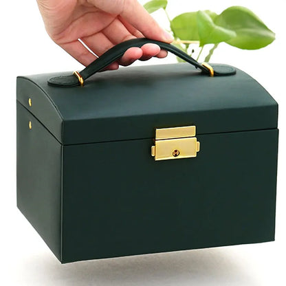 1pcs Multi Functional Three Layer Leather Drawer Style Jewelry Box Earrings Earrings Lock Jewelry Box - Oria Jewel
