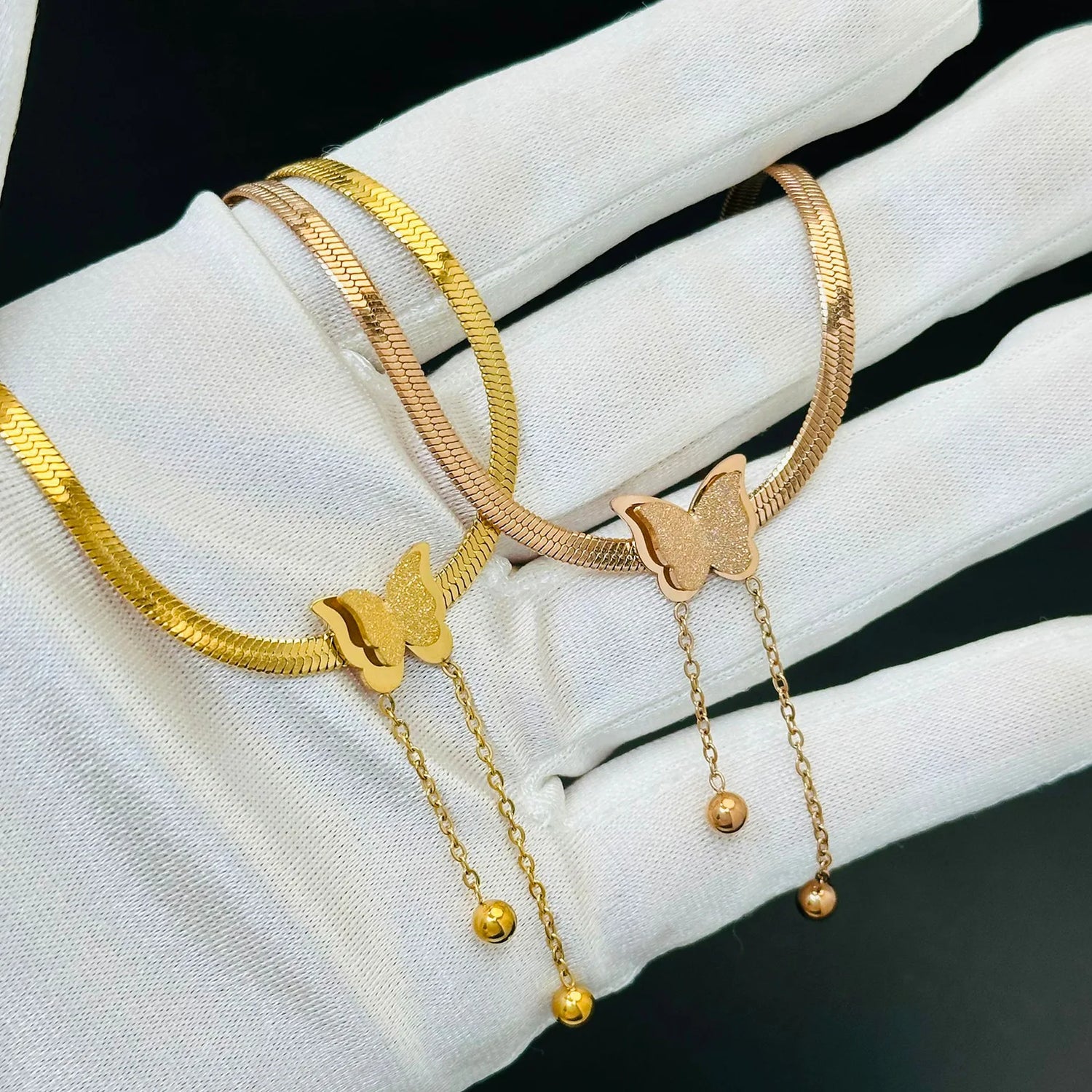 Multilayer Vintage Butterfly Necklace For Women Gold Color 316L Stainless Steel Blade Snake Chain Charms Choker Jewelry Gift - Oria Jewel