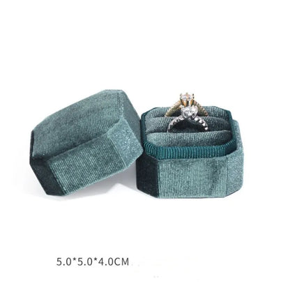 Corduroy Ring box 5x5x4cm Small Size Four Color Spot Hexagon Flannelette Ring Jewelry Box For Wedding &amp;Engagement - Oria Jewel
