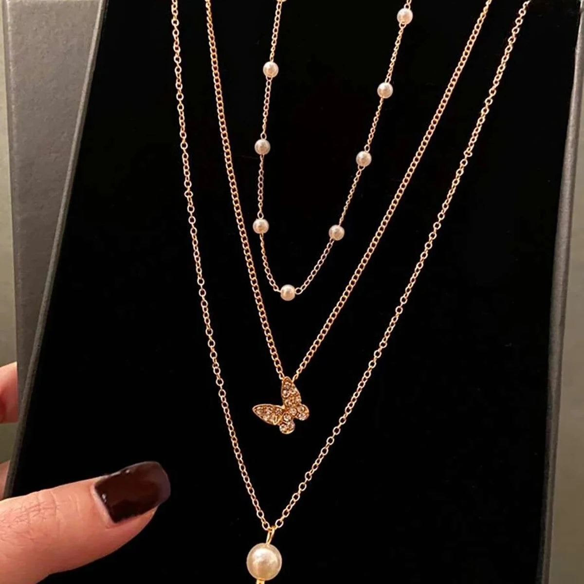 Retro Butterfly Layered Necklace - Oria Jewel
