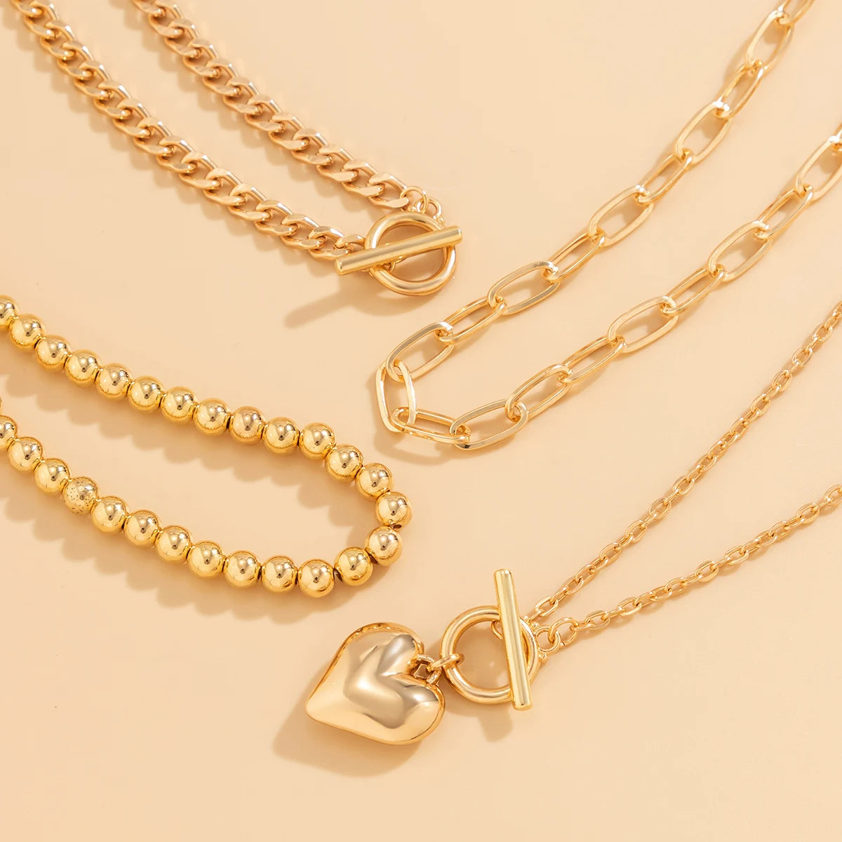 Y2K Heart Punk Necklace Set - Oria Jewel