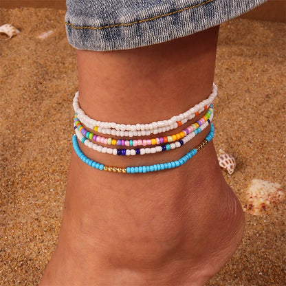 Boho Beaded Anklet – Handmade Colorful Summer Foot Chain for Women &amp; Girls - Oria Jewel