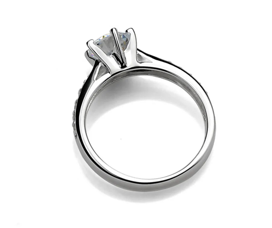 Luxury 925 Sterling Silver Classic Ring for Women Six claw jewelry simple 70ct diamond ring imitation diamond women&