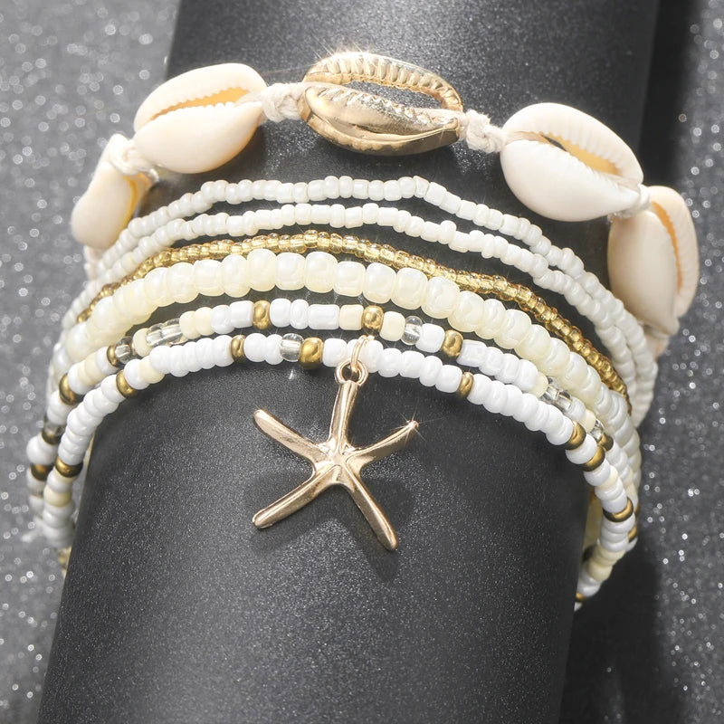 Bohemian Starfish Anklet Set – Summer Beach Shell Jewelry - Oria Jewel