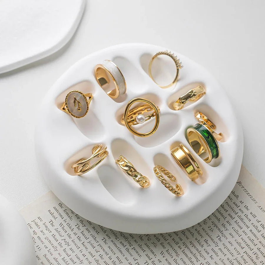 Gypsum white ring display stand holder ,Jewelry organizer props . couple ring display holders case , creative earrings box - Oria Jewel