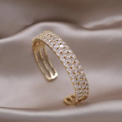 Gold X Cuff Bracelet - Oria Jewel