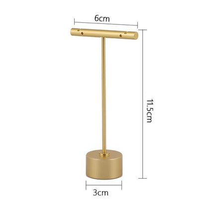 Gold Metal Hand Ring Holder Finger Jewelry Tower Earring T Bar Shelf Hanging Display Stand Ear Studs Storage Organizer Hole Rack - Oria Jewel