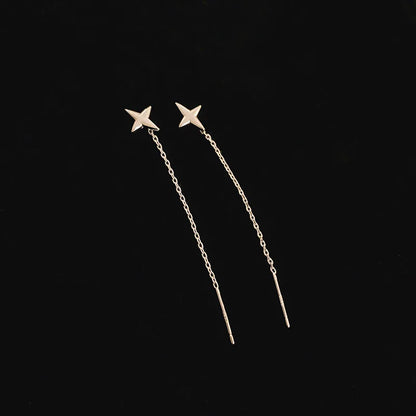 Simple Geometric Square Drop Earring For Women Korean Fashion Gold-color Line Long Tassel Dangle Earrings Party Jewelry Gift - Oria Jewel