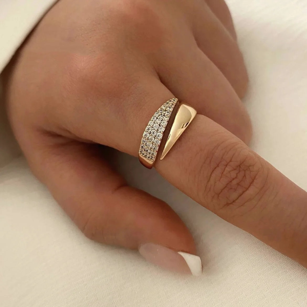 2024 Nwe Stainless Steel 18 K Gold Plated Sun Rings for Women Natural Stone Inlaid in Hollow Metal Texture Ring Trendy Jewelry - Oria Jewel