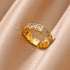 White Square Zircon Spliced Open Rings For Women Minimalist Stainless Steel Adjustable New Wedding Aesthetic Ring Jewelry BFF - Oria Jewel
