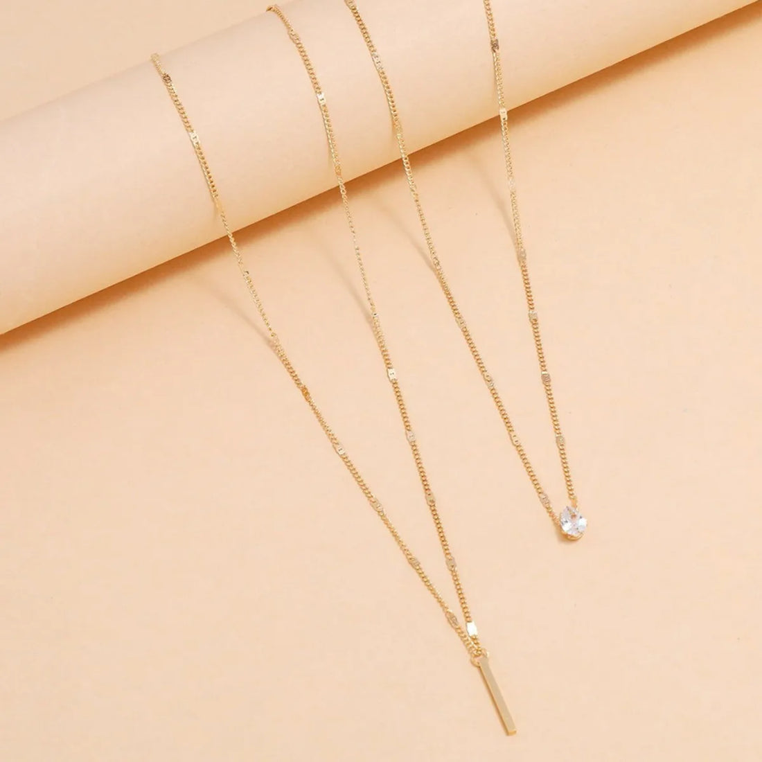 Multi-layer Five-pointed Star Heart Shape Water Drop Pendant Chain Necklace Alloy Material Glass Collarbone Chain Sexy Women&