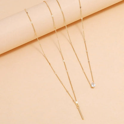 Multi-layer Five-pointed Star Heart Shape Water Drop Pendant Chain Necklace Alloy Material Glass Collarbone Chain Sexy Women&