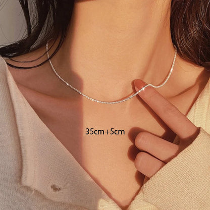 Silver Color Sparkling Necklace For Women Trendy Clavicle Chain Choker Girls Korean Wedding Party Jewelry Accessories - Oria Jewel