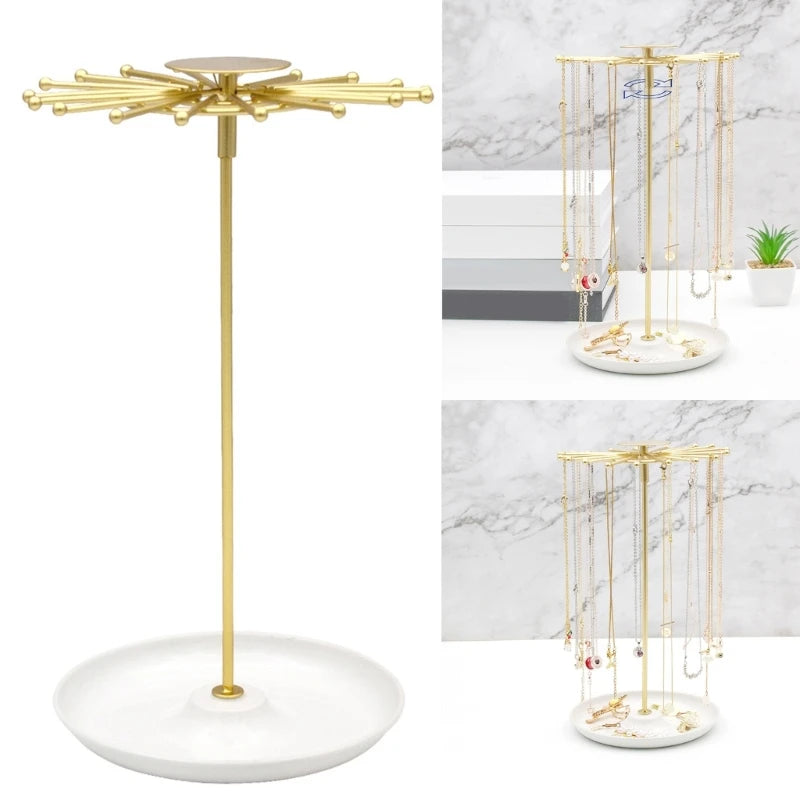 Round Disk Jewelry Holder Efficient Women Accessories Storage and Display Stand Rings Necklaces Earrings Organizer - Oria Jewel