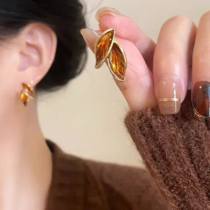 Korean Leaf Stud Earrings for Women - Oria Jewel