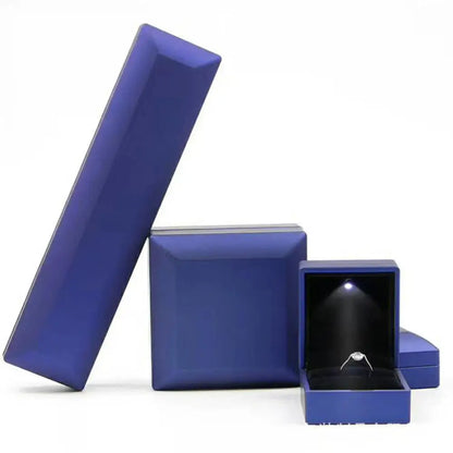 1 Pcs LED Jewelry Ring Box Luxury Velvet Rubber Necklace Pendant Gifts Display With Light For Proposal Engagement Wedding Case - Oria Jewel