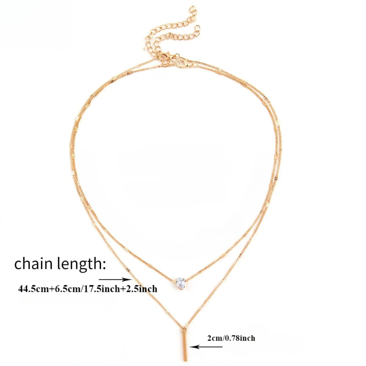 Multi-layer Five-pointed Star Heart Shape Water Drop Pendant Chain Necklace Alloy Material Glass Collarbone Chain Sexy Women&