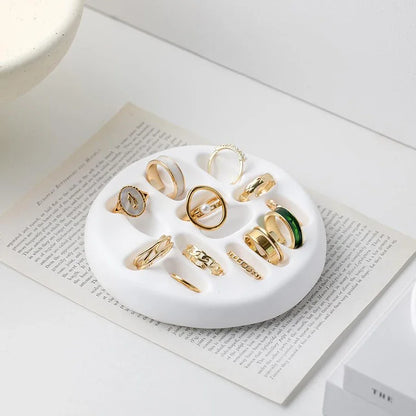 Gypsum white ring display stand holder ,Jewelry organizer props . couple ring display holders case , creative earrings box - Oria Jewel