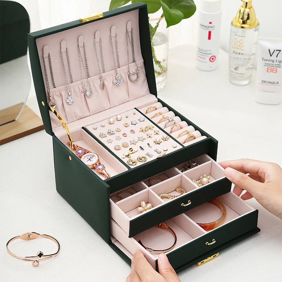 1PC, lock arch three-layer jewelry box, suitable for all kinds of jewelry storage - Oria Jewel