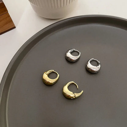 Punk Oval Hoop Earrings Metallic Geometric Ear Buckle Minimalist Style U-shaped Ear Buckle Daily Life Earring Accessories - Oria Jewel