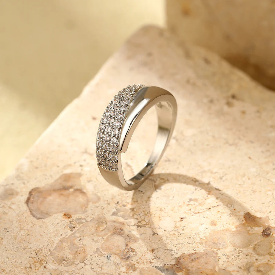 2024 Nwe Stainless Steel 18 K Gold Plated Sun Rings for Women Natural Stone Inlaid in Hollow Metal Texture Ring Trendy Jewelry - Oria Jewel