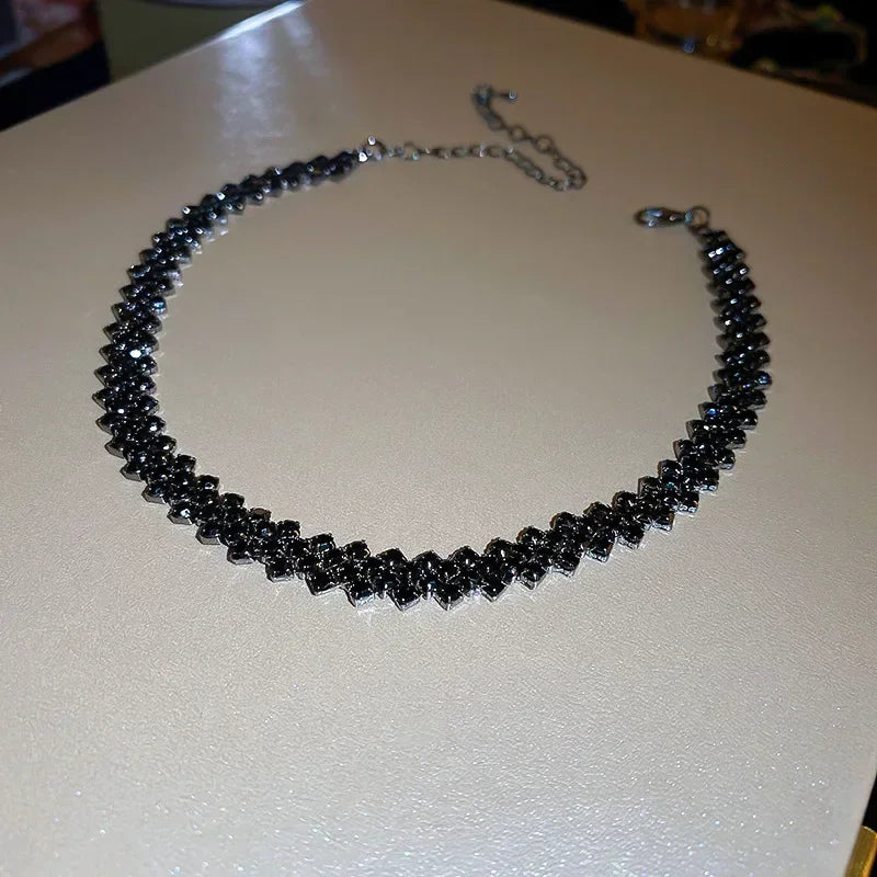 Luxury Rhinestone Choker Necklace – Geometric Crystal Statement - Oria Jewel