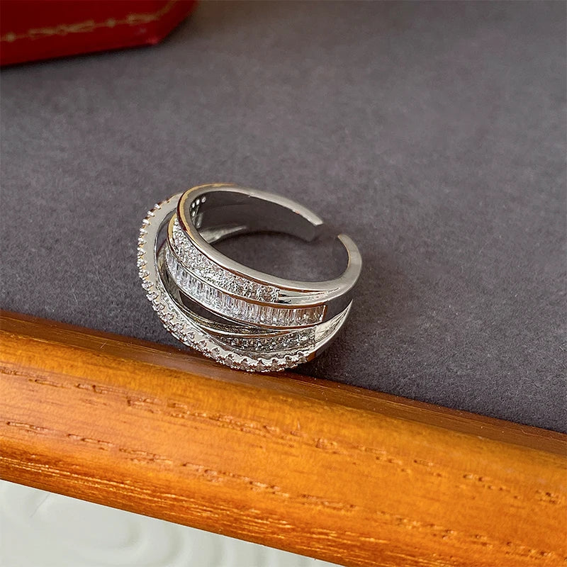 Zircon Cross Open Ring - Oria Jewel