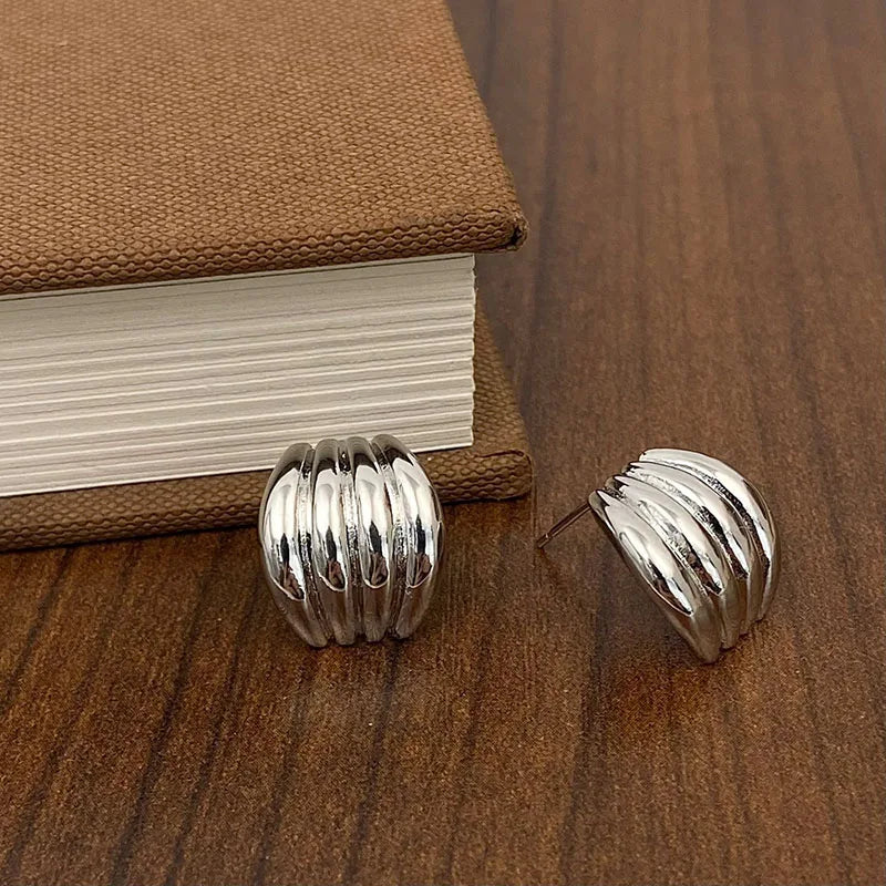 Punk Oval Hoop Earrings Metallic Geometric Ear Buckle Minimalist Style U-shaped Ear Buckle Daily Life Earring Accessories - Oria Jewel