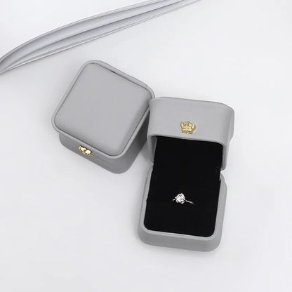 Ring Box Couple Proposal Ring Boxes PU Leather Jewelry Gift Case Ring Earrings Jewelry Display for Wedding Engagement - Oria Jewel