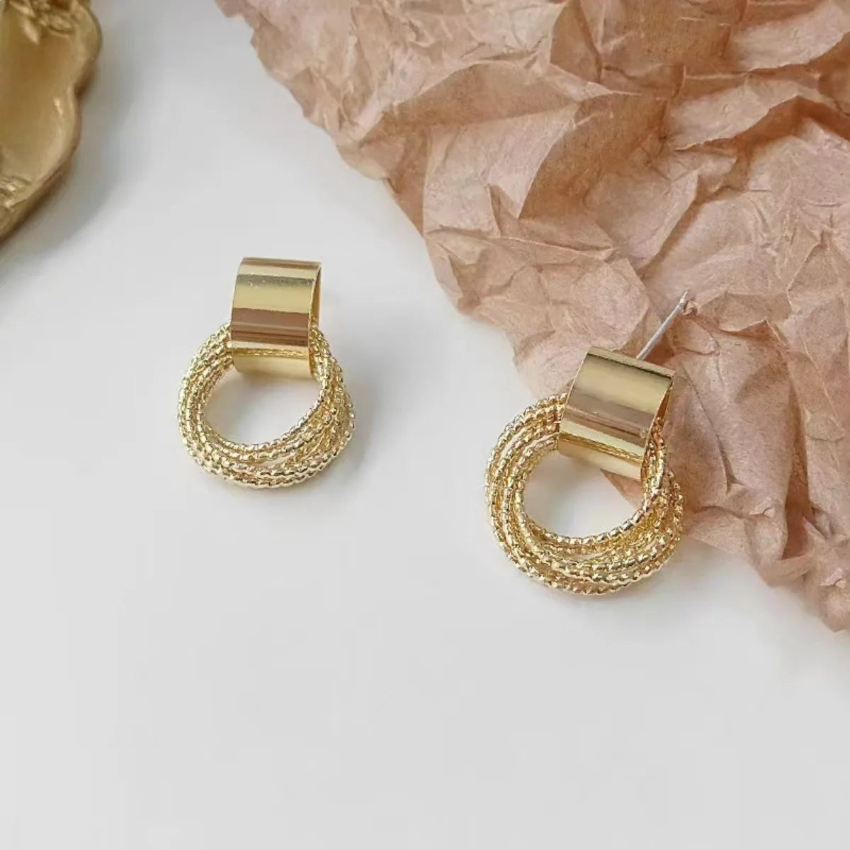 2pc Thread Ring Women Fashion Trend Light Luxury and Simple Earrings Outdoor Travel Carnival Banquet Party Holiday Dressing Gift - Oria Jewel