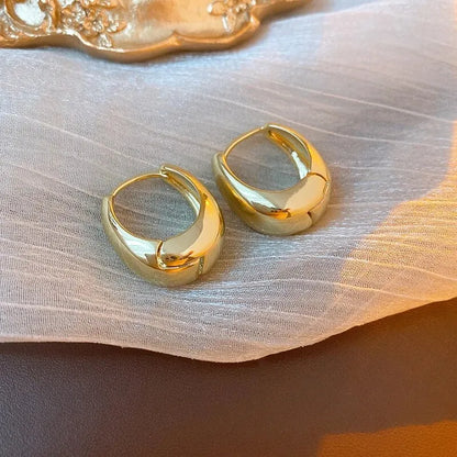 Punk Oval Hoop Earrings Metallic Geometric Ear Buckle Minimalist Style U-shaped Ear Buckle Daily Life Earring Accessories - Oria Jewel