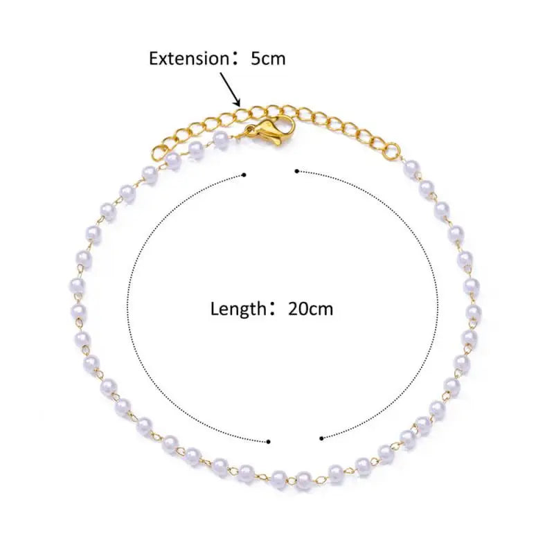 Gold Pearl Anklet - Oria Jewel