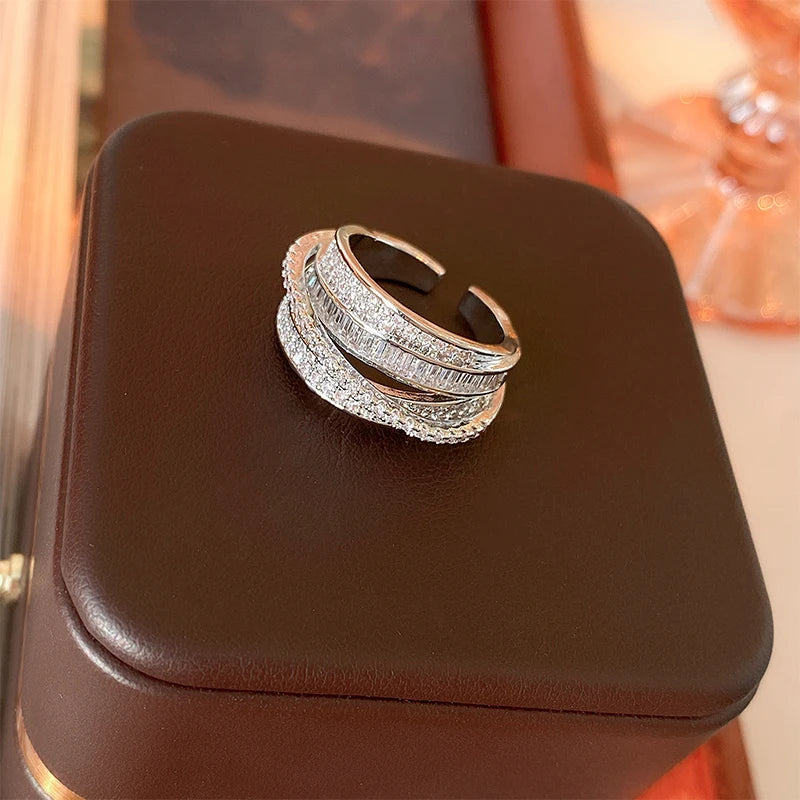 Zircon Cross Open Ring - Oria Jewel