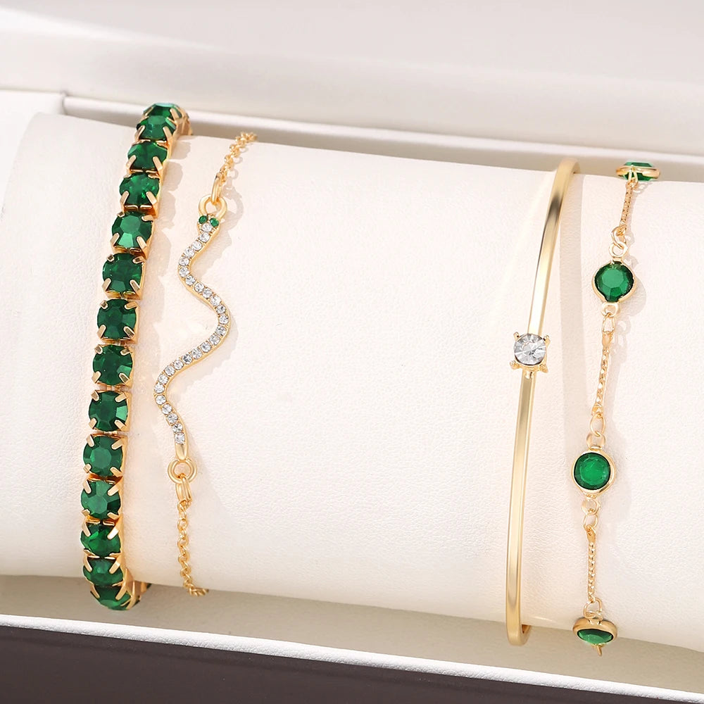 Retro Green Bracelet Set - Oria Jewel