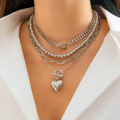 Y2K Heart Punk Necklace Set - Oria Jewel