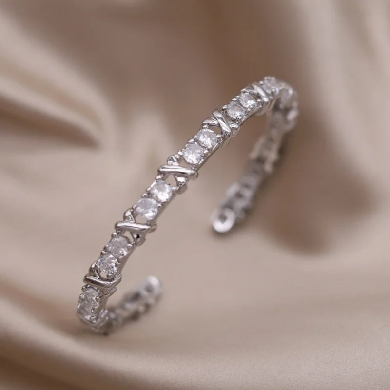 Gold X Cuff Bracelet - Oria Jewel