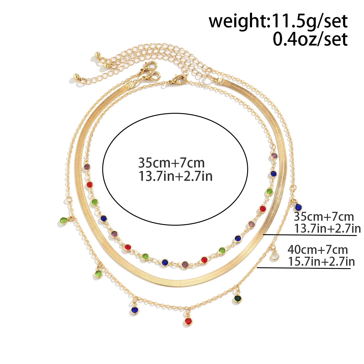 Gold Punk Layered Crystal Necklace - Oria Jewel